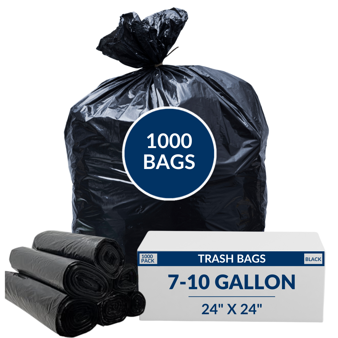 7-10 Gallon High Density Bags - 6 Micron - 1000/Case - Black