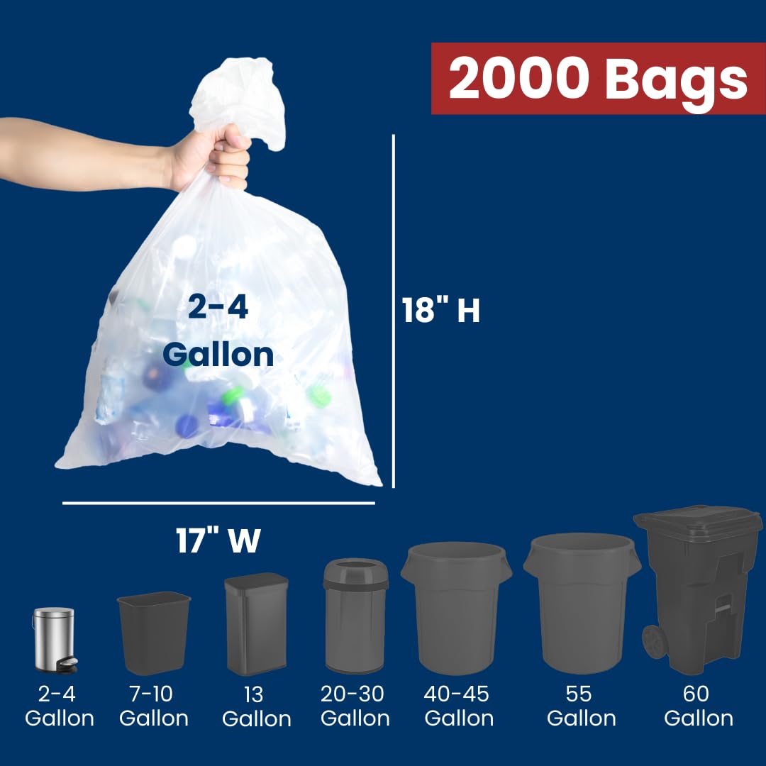4 Gallon High Density Bags - 6 Micron - 2000/Case