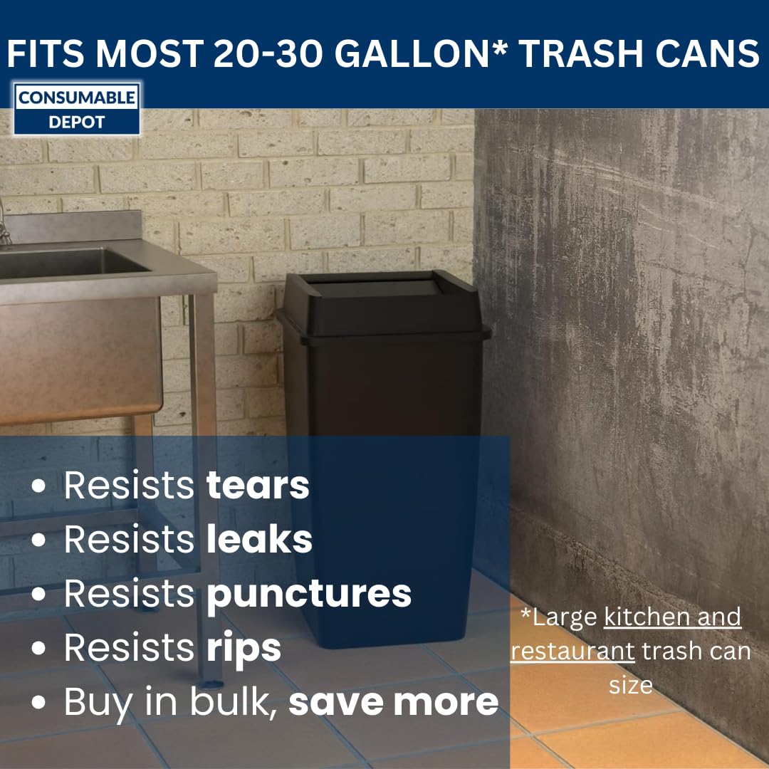 20-30 Gallon High Density Bags - 10 Micron - 500/Case - Black