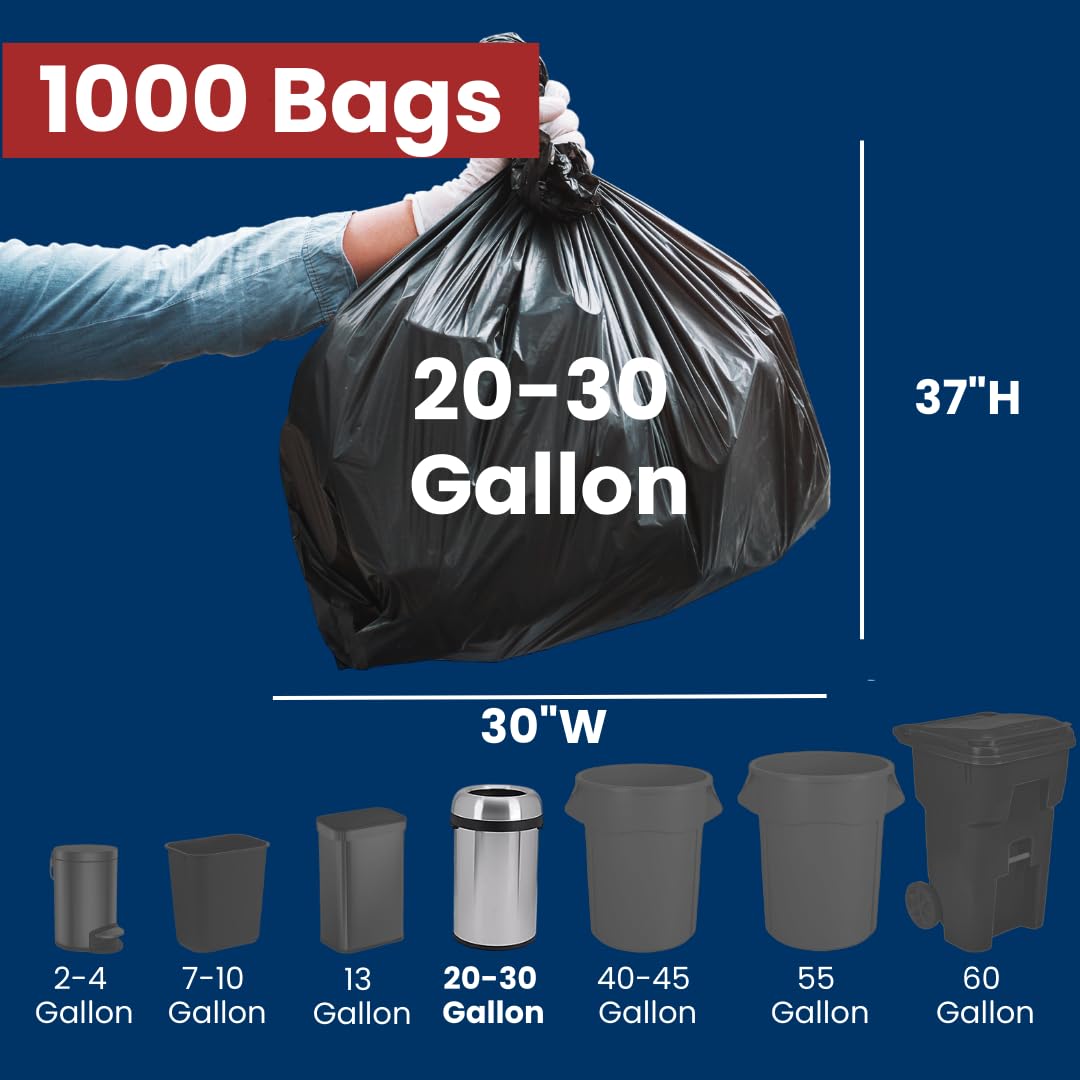 20-30 Gallon High Density Bags - 10 Micron - 500/Case - Black