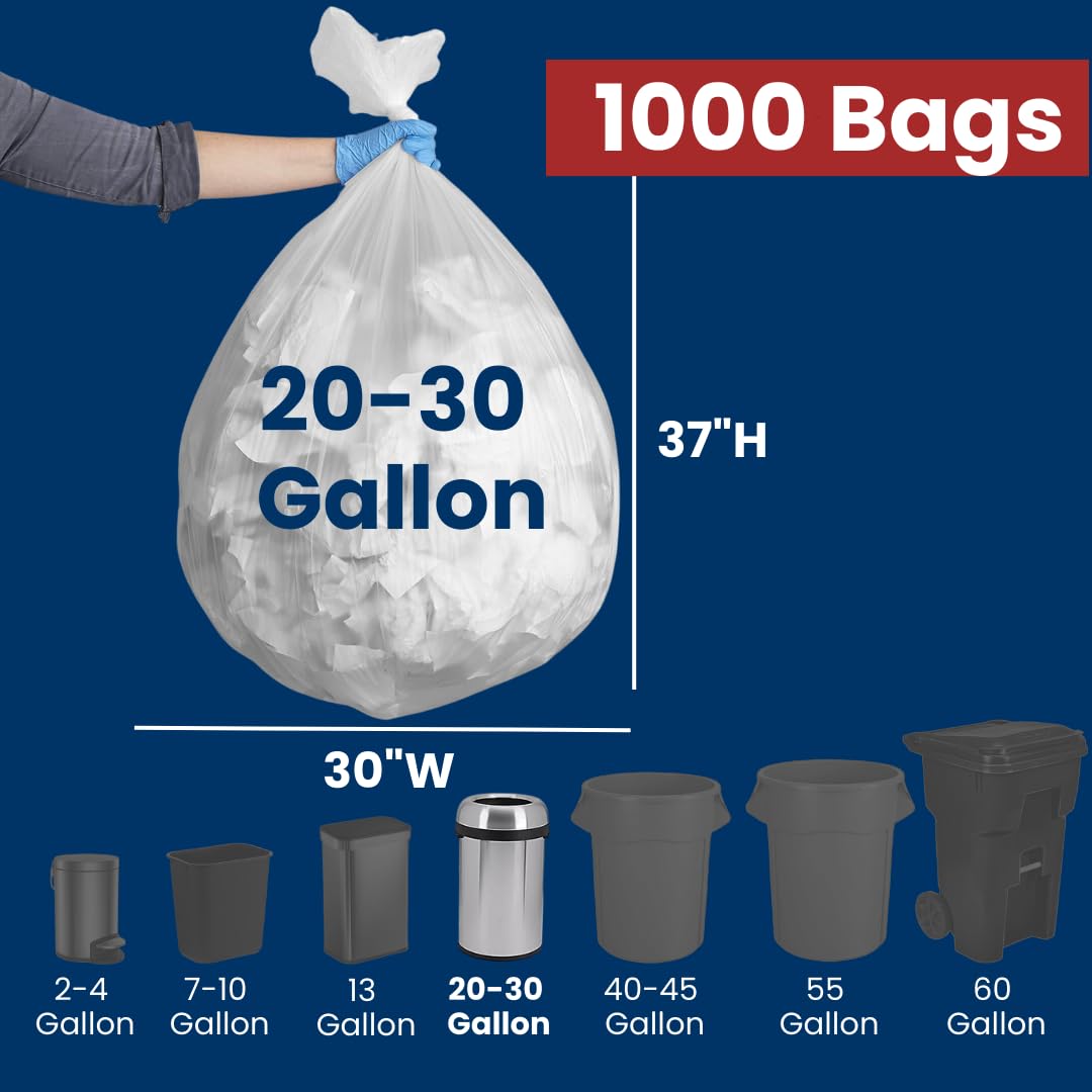 20-30 Gallon High Density Bags - 10 Micron - 500/Case - Clear