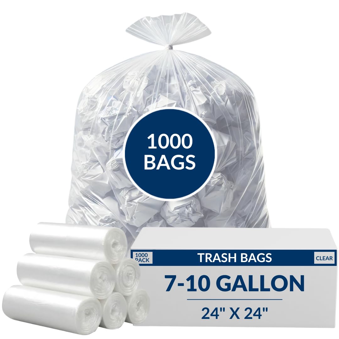 7-10 Gallon High Density Bags - 6 Micron - 1000/Case - Clear