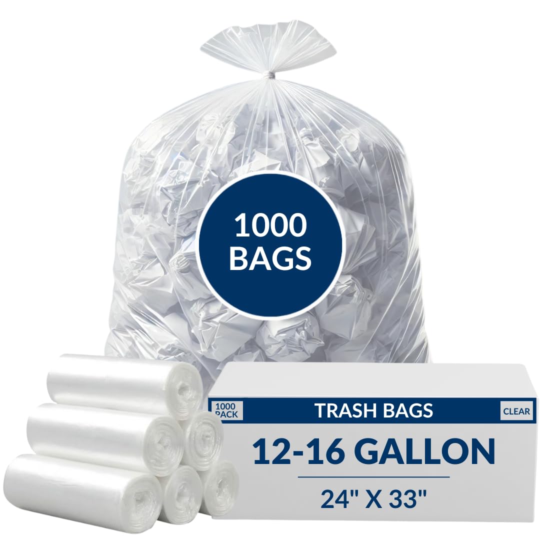 12-16 Gallon High Density Bags - 8 Micron - 1000/Case - Clear